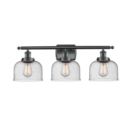 A large image of the Innovations Lighting 916-3W Large Bell Matte Black / Seedy