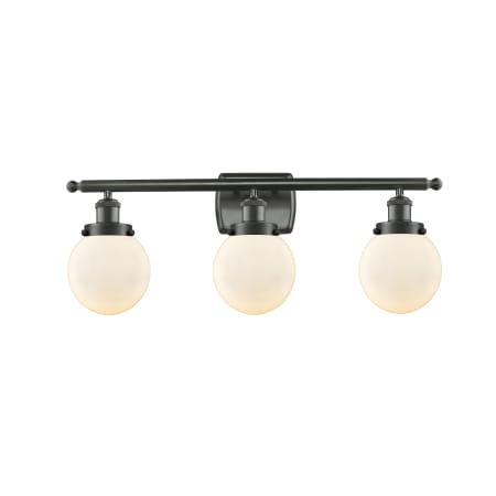 A large image of the Innovations Lighting 916-3W Beacon Oil Rubbed Bronze / Matte White