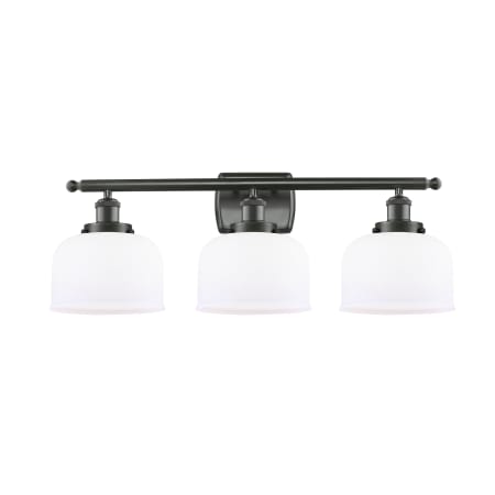 A large image of the Innovations Lighting 916-3W Large Bell Oil Rubbed Bronze / Matte White