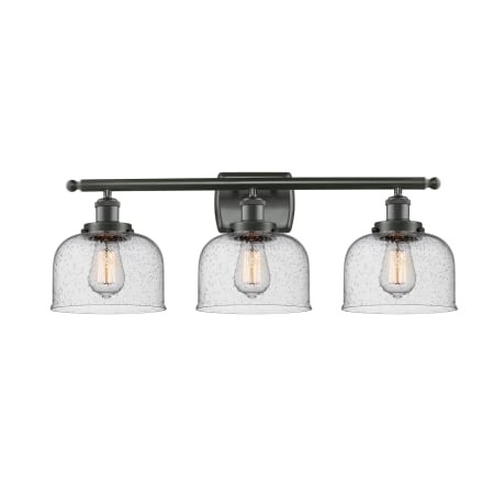 A large image of the Innovations Lighting 916-3W Large Bell Oil Rubbed Bronze / Seedy