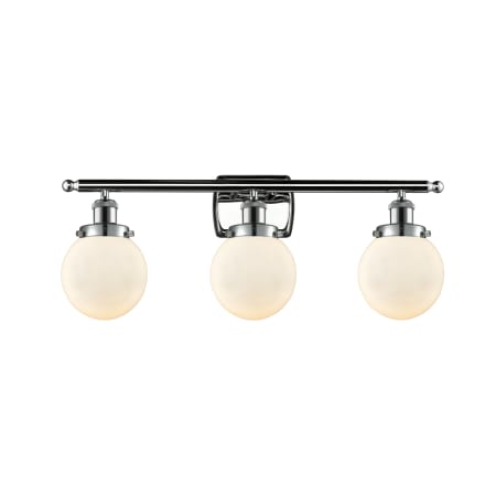 A large image of the Innovations Lighting 916-3W Beacon Polished Chrome / Matte White