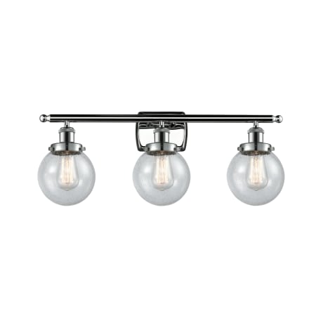 A large image of the Innovations Lighting 916-3W Beacon Polished Chrome / Seedy