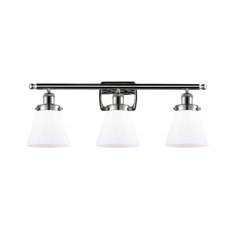 A large image of the Innovations Lighting 916-3W Small Cone Polished Chrome / Matte White