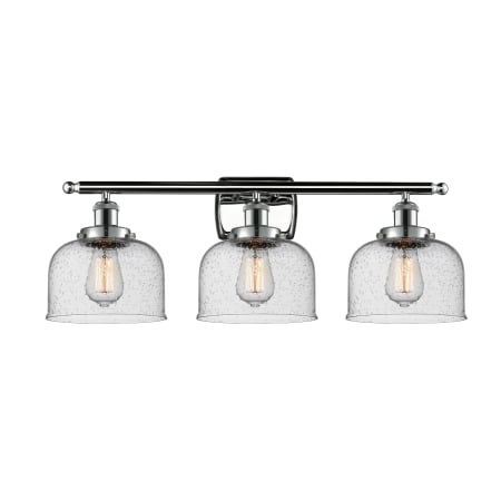 A large image of the Innovations Lighting 916-3W Large Bell Polished Chrome / Seedy