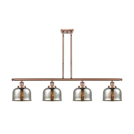 A large image of the Innovations Lighting 916-4I-10-48-L Bell Linear Antique Copper / Silver Plated Mercury