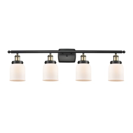 A large image of the Innovations Lighting 916-4W-12-36 Bell Vanity Black Antique Brass / Matte White