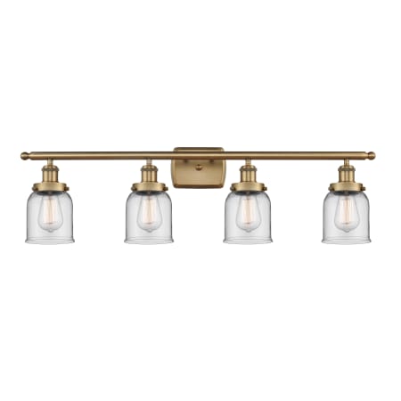 A large image of the Innovations Lighting 916-4W-12-36 Bell Vanity Brushed Brass / Clear