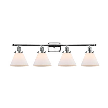 A large image of the Innovations Lighting 916-4W-11-38 Cone Vanity Polished Chrome / Matte White