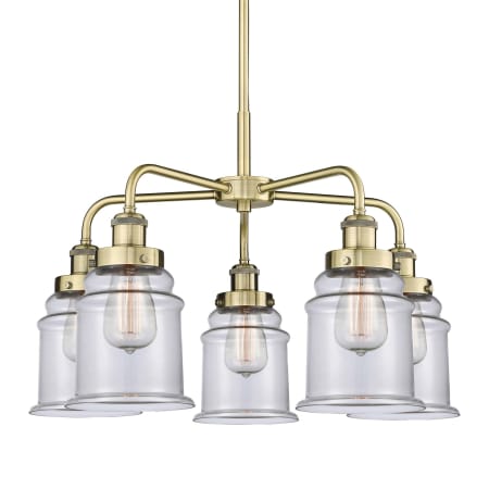 A large image of the Innovations Lighting 916-5CR-17-24 Canton Chandelier Antique Brass / Clear
