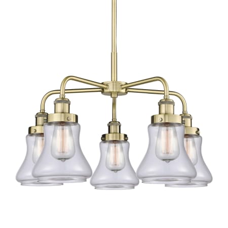 A large image of the Innovations Lighting 916-5CR-16-24 Bellmont Chandelier Antique Brass / Clear