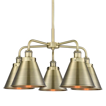 A large image of the Innovations Lighting 916-5CR-16-26 Ballston Urban Chandelier Antique Brass