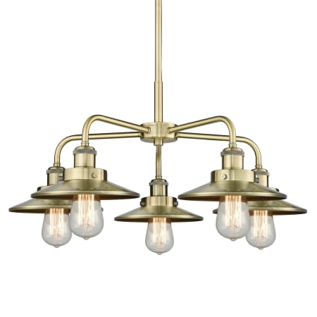 A large image of the Innovations Lighting 916-5CR-11-26 Ballston Urban Chandelier Antique Brass
