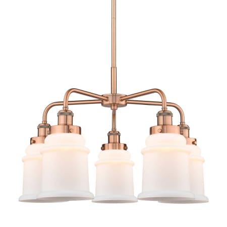 A large image of the Innovations Lighting 916-5CR-17-24 Canton Chandelier Antique Copper / Matte White