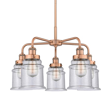 A large image of the Innovations Lighting 916-5CR-17-24 Canton Chandelier Antique Copper / Seedy