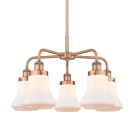A large image of the Innovations Lighting 916-5CR-16-24 Bellmont Chandelier Antique Copper / Matte White