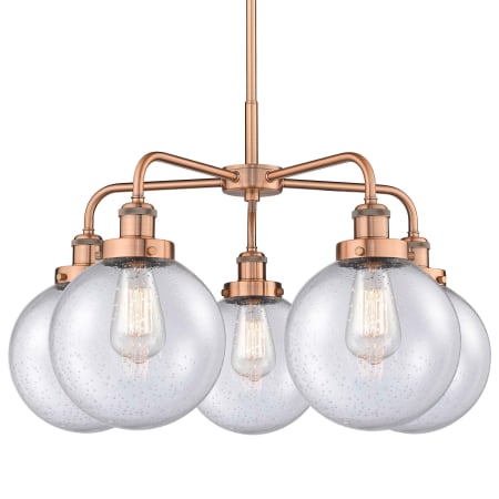A large image of the Innovations Lighting 916-5CR-18-26 Beacon Chandelier Antique Copper / Seedy