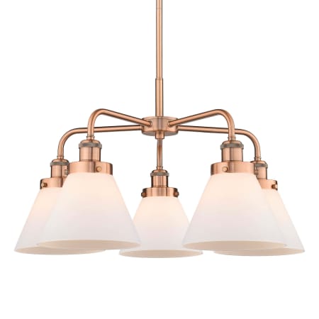 A large image of the Innovations Lighting 916-5CR-15-26 Cone Chandelier Antique Copper / Matte White