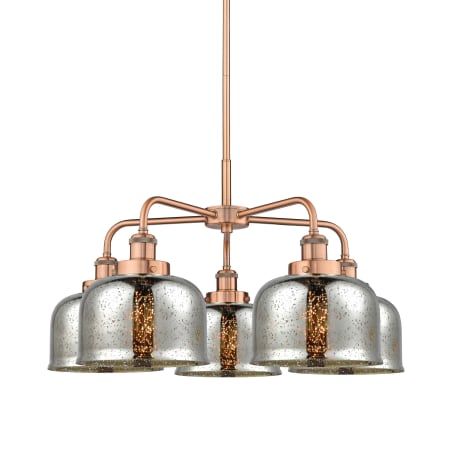 A large image of the Innovations Lighting 916-5CR-15-26 Bell Chandelier Antique Copper / Silver Plated Mercury