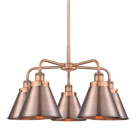 A large image of the Innovations Lighting 916-5CR-16-26 Ballston Urban Chandelier Antique Copper