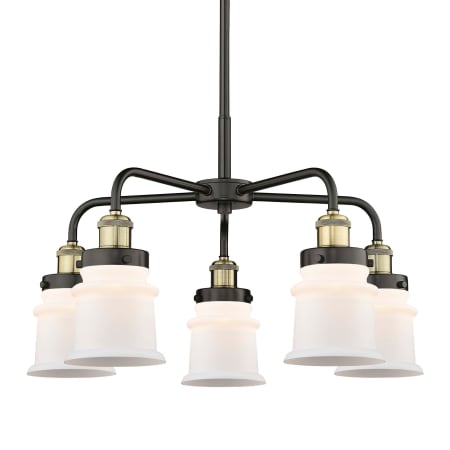 A large image of the Innovations Lighting 916-5CR-15-24 Canton Chandelier Black Antique Brass / Matte White