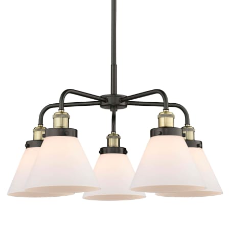 A large image of the Innovations Lighting 916-5CR-15-26 Cone Chandelier Black Antique Brass / Matte White