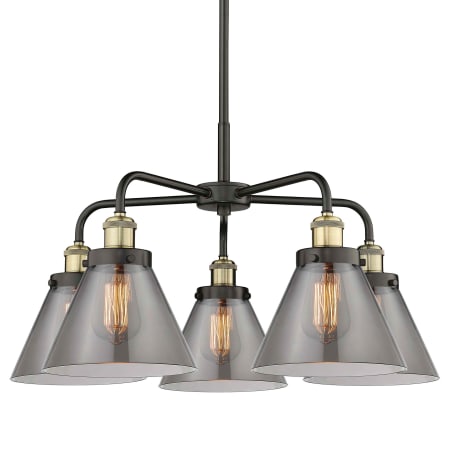 A large image of the Innovations Lighting 916-5CR-15-26 Cone Chandelier Black Antique Brass / Plated Smoke