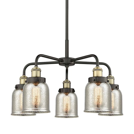 A large image of the Innovations Lighting 916-5CR-15-23 Bell Chandelier Black Antique Brass / Silver Plated Mercury