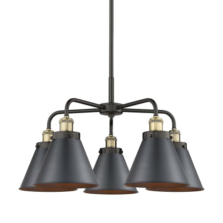 A large image of the Innovations Lighting 916-5CR-16-26 Ballston Urban Chandelier Black Antique Brass / Matte Black