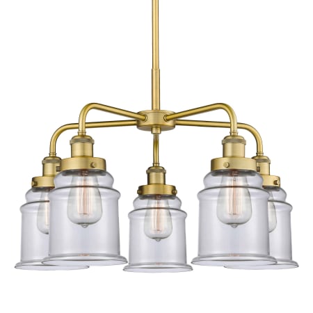 A large image of the Innovations Lighting 916-5CR-17-24 Canton Chandelier Brushed Brass / Clear