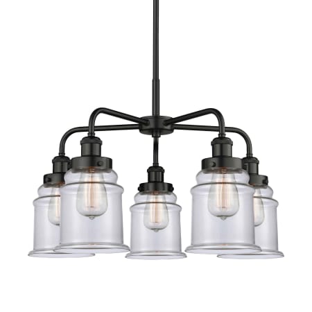 A large image of the Innovations Lighting 916-5CR-17-24 Canton Chandelier Matte Black / Clear