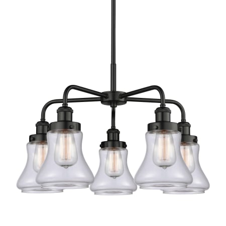 A large image of the Innovations Lighting 916-5CR-16-24 Bellmont Chandelier Matte Black / Clear