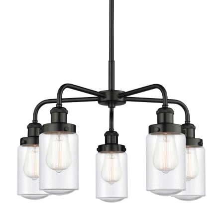 A large image of the Innovations Lighting 916-5CR-16-23 Dover Chandelier Matte Black / Seedy