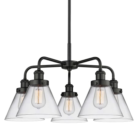 A large image of the Innovations Lighting 916-5CR-15-26 Cone Chandelier Matte Black / Clear