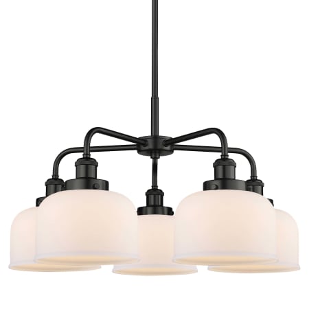 A large image of the Innovations Lighting 916-5CR-15-26 Bell Chandelier Matte Black / Matte White