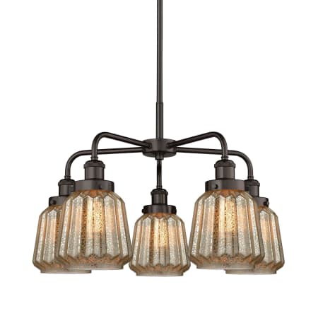 A large image of the Innovations Lighting 916-5CR-14-25 Chatham Chandelier Oil Rubbed Bronze / Mercury