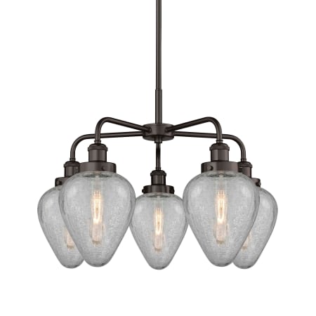 A large image of the Innovations Lighting 916-5CR-15-24 Geneseo Chandelier Oil Rubbed Bronze / Clear Crackled