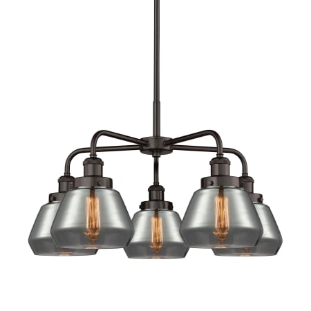 A large image of the Innovations Lighting 916-5CR-14-25 Fulton Chandelier Oil Rubbed Bronze / Plated Smoke