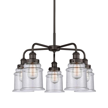 A large image of the Innovations Lighting 916-5CR-17-24 Canton Chandelier Oil Rubbed Bronze / Seedy