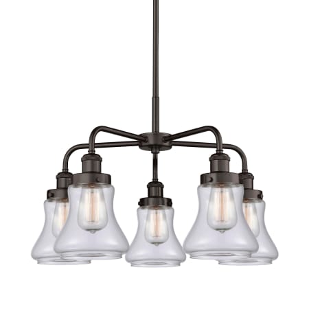 A large image of the Innovations Lighting 916-5CR-16-24 Bellmont Chandelier Oil Rubbed Bronze / Clear