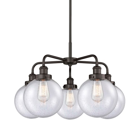 A large image of the Innovations Lighting 916-5CR-18-26 Beacon Chandelier Oil Rubbed Bronze / Seedy