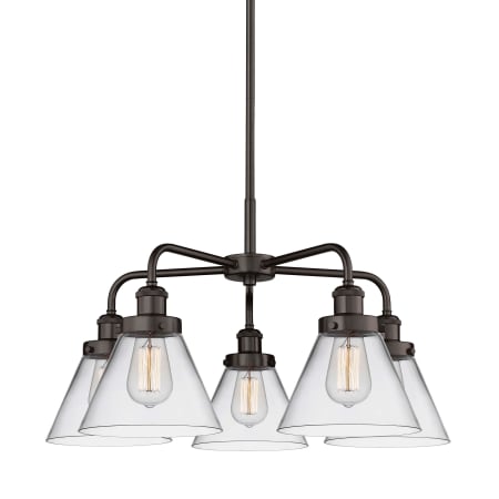 A large image of the Innovations Lighting 916-5CR-15-26 Cone Chandelier Oil Rubbed Bronze / Clear