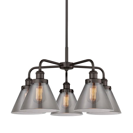 A large image of the Innovations Lighting 916-5CR-15-26 Cone Chandelier Oil Rubbed Bronze / Plated Smoke