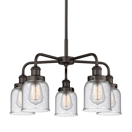 A large image of the Innovations Lighting 916-5CR-15-23 Bell Chandelier Oil Rubbed Bronze / Seedy