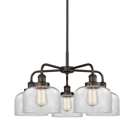 A large image of the Innovations Lighting 916-5CR-15-26 Bell Chandelier Oil Rubbed Bronze / Clear