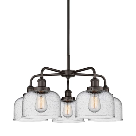 A large image of the Innovations Lighting 916-5CR-15-26 Bell Chandelier Oil Rubbed Bronze / Seedy