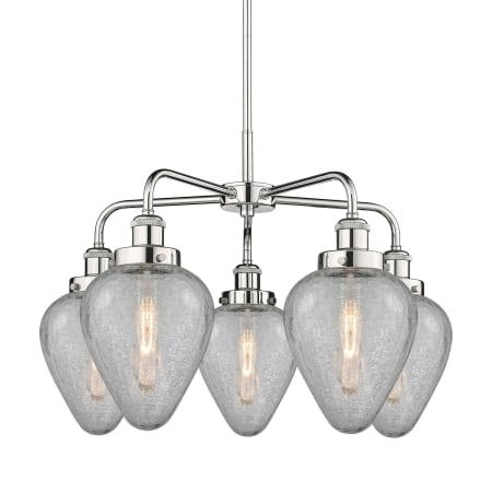 A large image of the Innovations Lighting 916-5CR-15-24 Geneseo Chandelier Polished Chrome / Clear Crackled