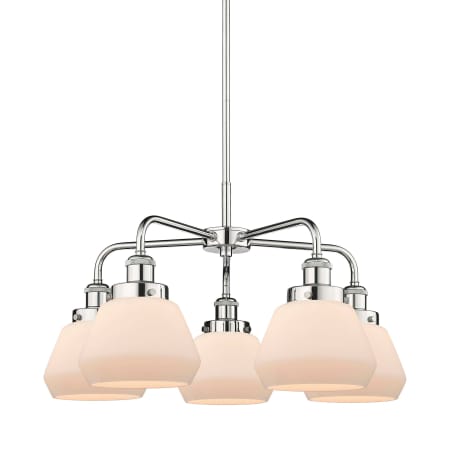 A large image of the Innovations Lighting 916-5CR-14-25 Fulton Chandelier Polished Chrome / Matte White