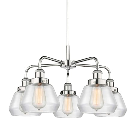 A large image of the Innovations Lighting 916-5CR-14-25 Fulton Chandelier Polished Chrome / Clear