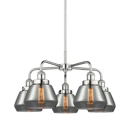 A large image of the Innovations Lighting 916-5CR-14-25 Fulton Chandelier Polished Chrome / Plated Smoke