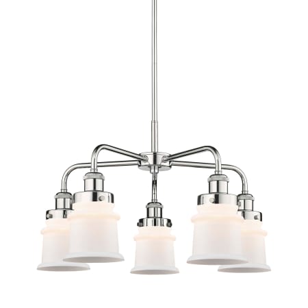 A large image of the Innovations Lighting 916-5CR-15-24 Canton Chandelier Polished Chrome / Matte White